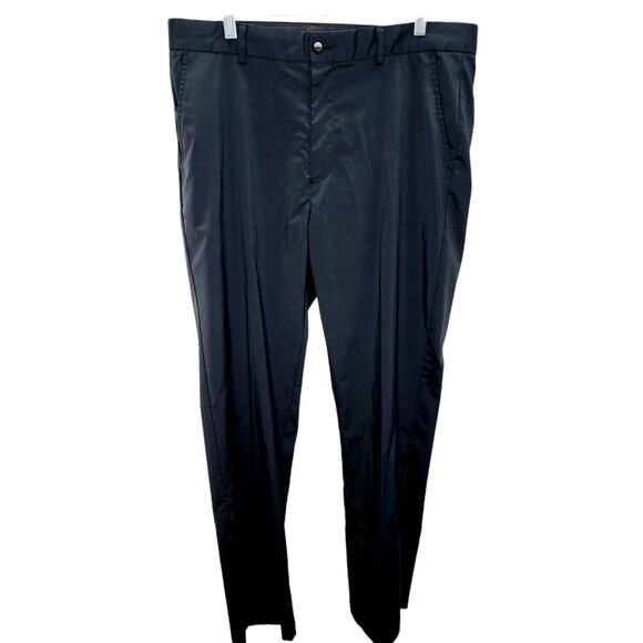 Greg Norman Black Flat Front Men's Golf  Dress Pants 36 x 32 Polyester- Spandex - Picture 1 of 9